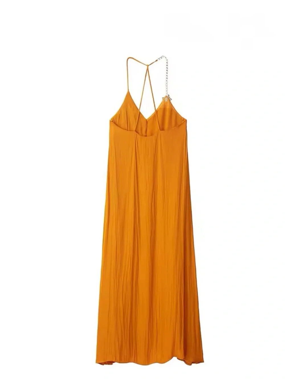 ZARA NWT Sunflower Orange Midi Dress - Picture 5 of 9